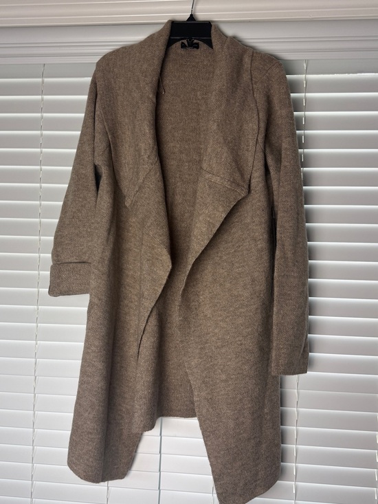 Adrienne Vittadini Sweaters - Adrienne Vittadini Taupe Open-Front Long Knit Cardigan